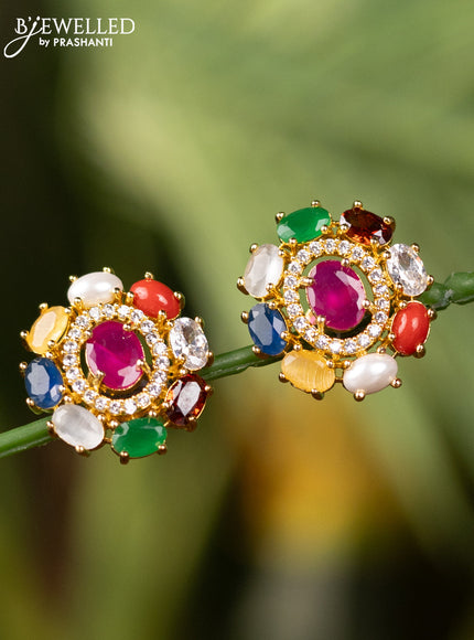Antique earrings with multicolour and cz stones