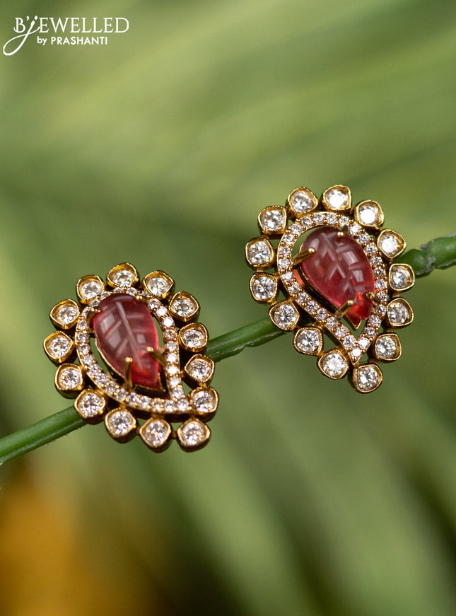 Antique earrings with ruby and cz stones