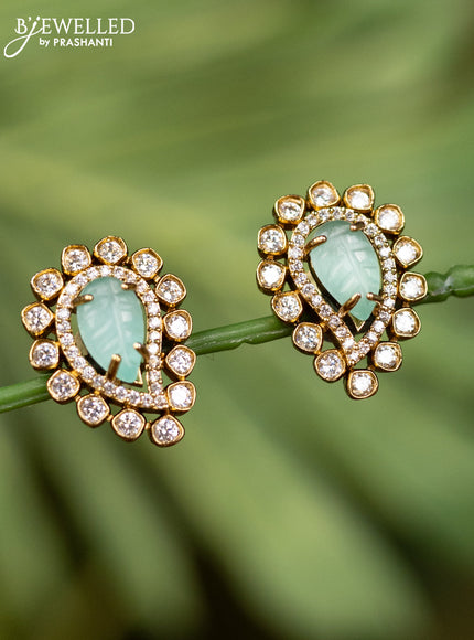 Antique earrings with mint green and cz stones