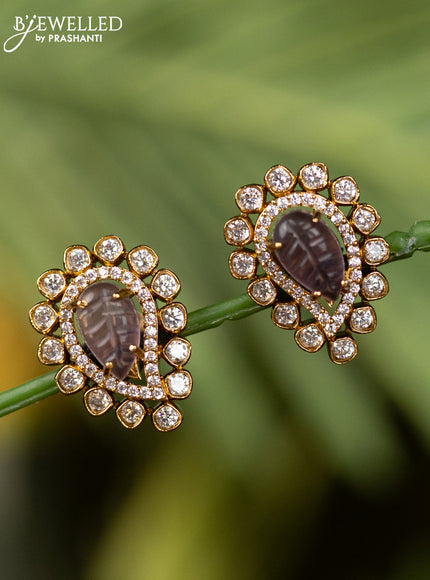 Antique earrings with purple and cz stones