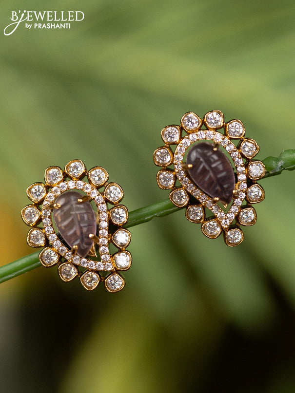 Antique earrings with purple and cz stones
