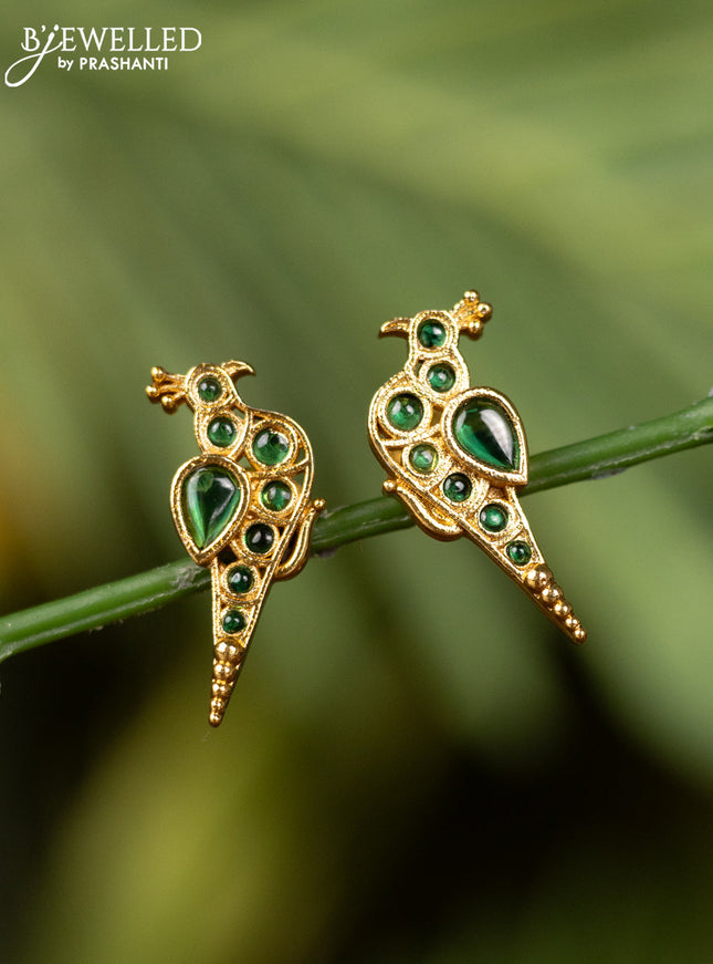 Antique earrings parrot design with emerald stones