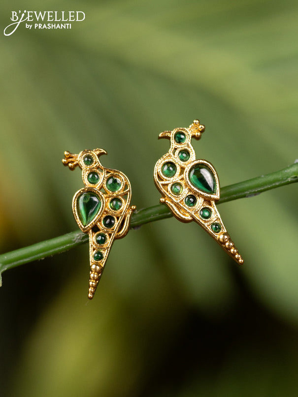 Antique earrings parrot design with emerald stones