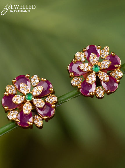 Antique earrings floral design with kemp and cz stones
