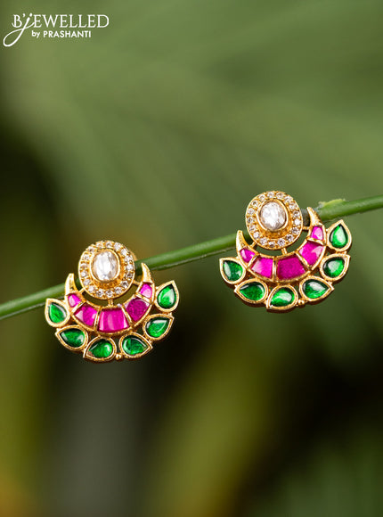 Antique earrings with kemp jadau kundan and cz stones