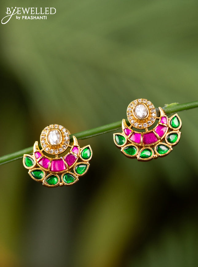 Antique earrings with kemp jadau kundan and cz stones