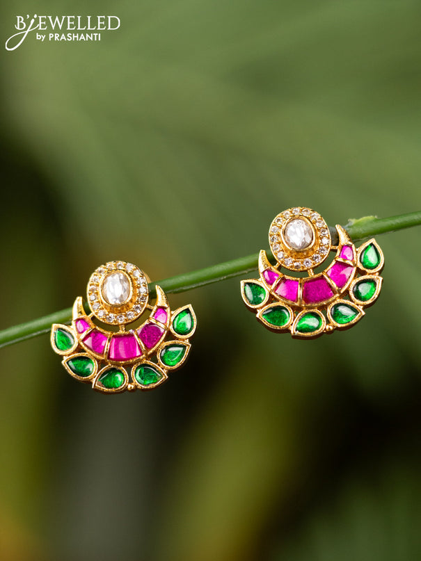 Antique earrings with kemp jadau kundan and cz stones
