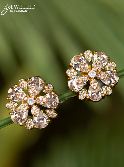 Antique earrings floral design with cz stones