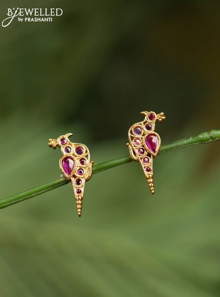 Antique earrings parrot design with ruby stones