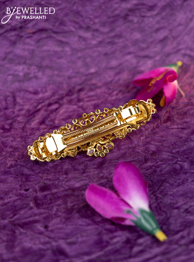 Antique hair clip medium size lakshmi design with kemp and cz stones