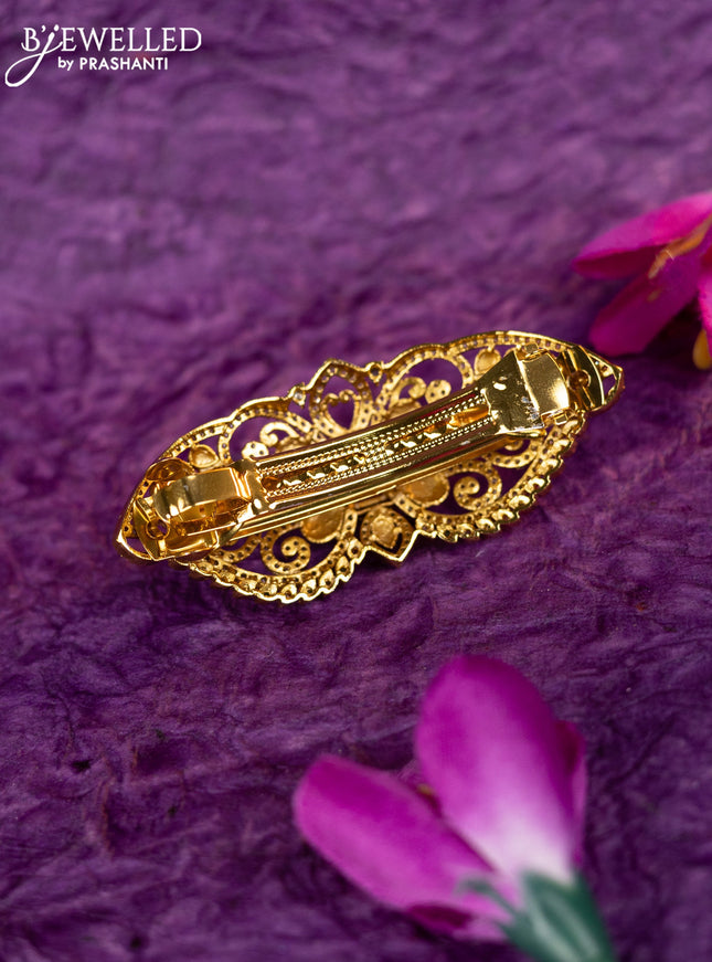 Antique hair clip medium size with kemp and cz stones