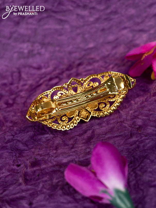 Antique hair clip medium size with kemp and cz stones