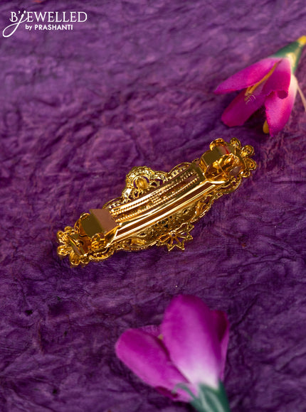 Antique hair clip medium size lakshmi design with kemp and cz stones