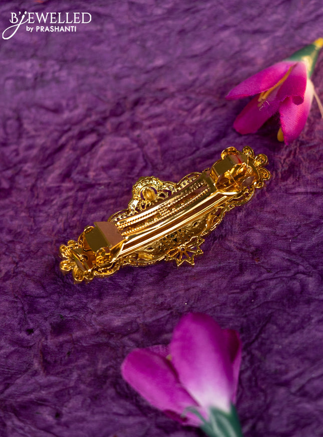 Antique hair clip medium size lakshmi design with kemp and cz stones