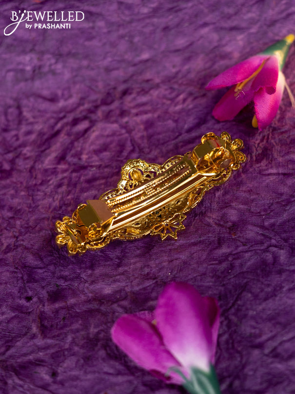 Antique hair clip medium size lakshmi design with kemp and cz stones