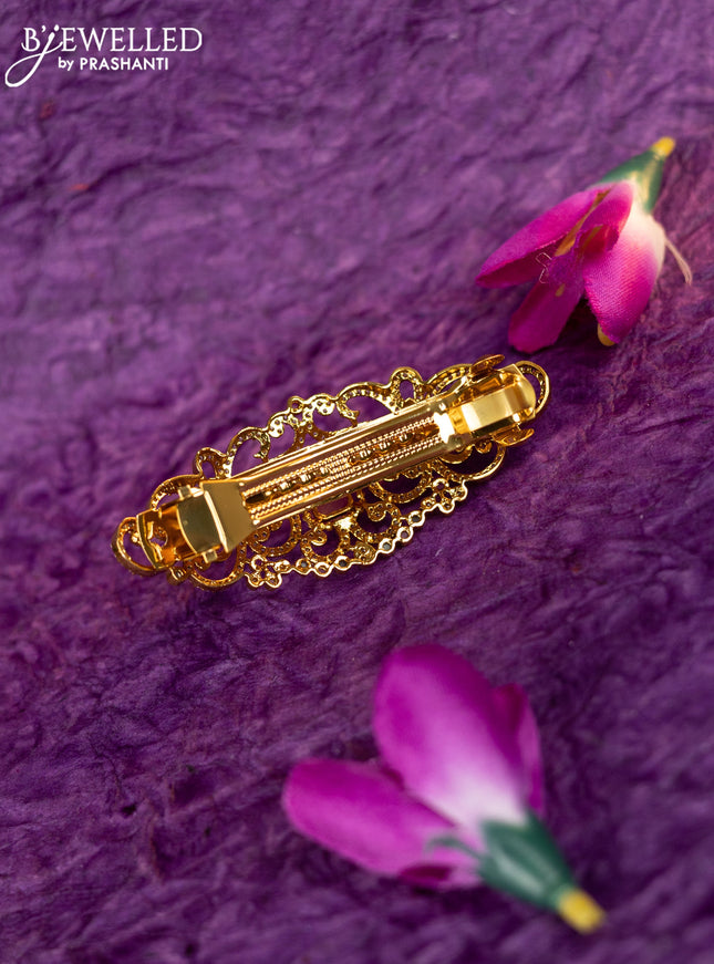 Antique hair clip medium size with kemp and cz stones