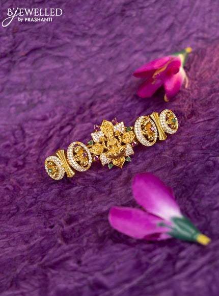 Antique hair clip medium size lakshmi design with kemp and cz stones