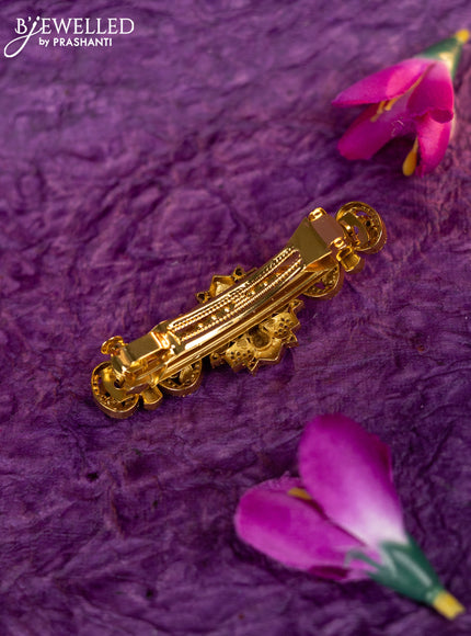 Antique hair clip medium size lakshmi design with kemp and cz stones