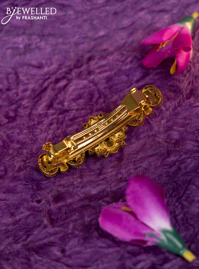 Antique hair clip medium size lakshmi design with kemp and cz stones