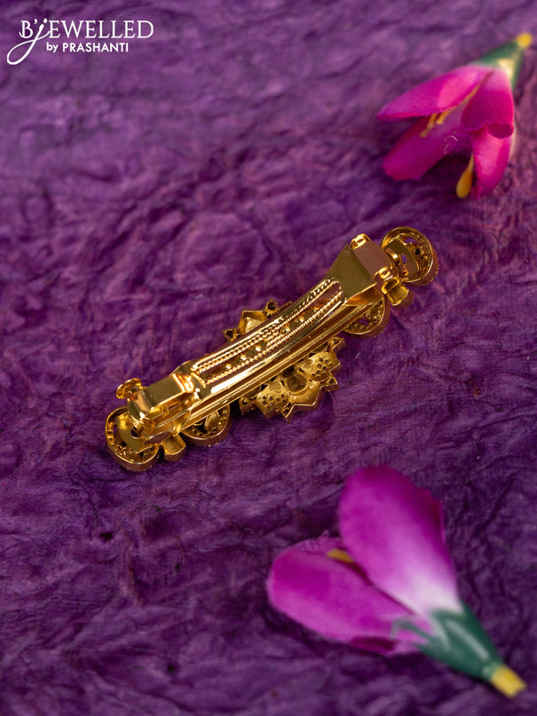 Antique hair clip medium size lakshmi design with kemp and cz stones