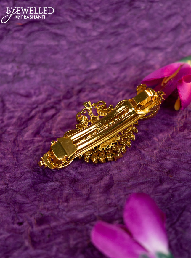 Antique hair clip medium size lakshmi design with kemp and cz stones