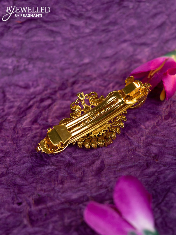 Antique hair clip medium size lakshmi design with kemp and cz stones