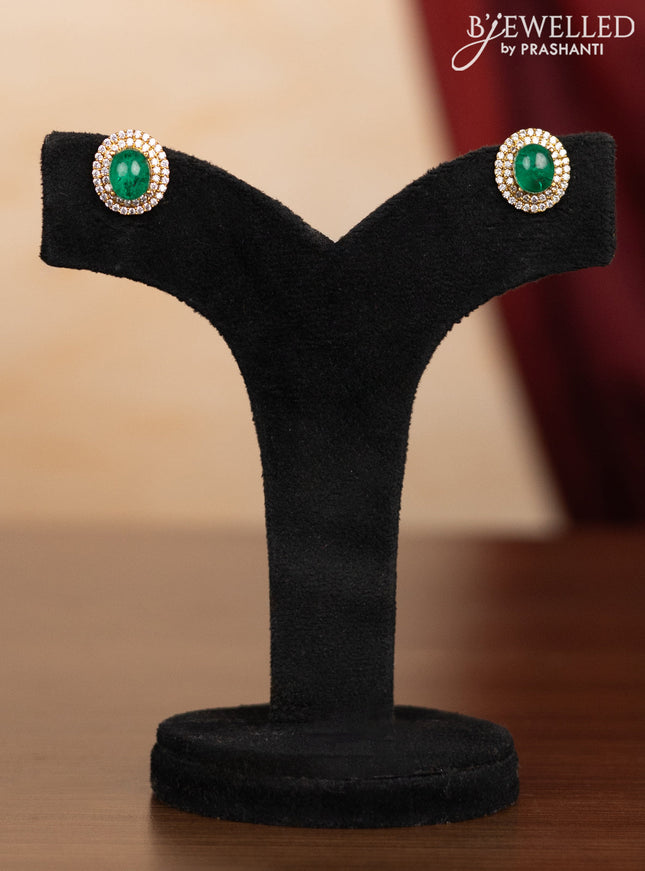 Pearl double layer haaram with emerald & kundan cz stones and mint green beads hangings