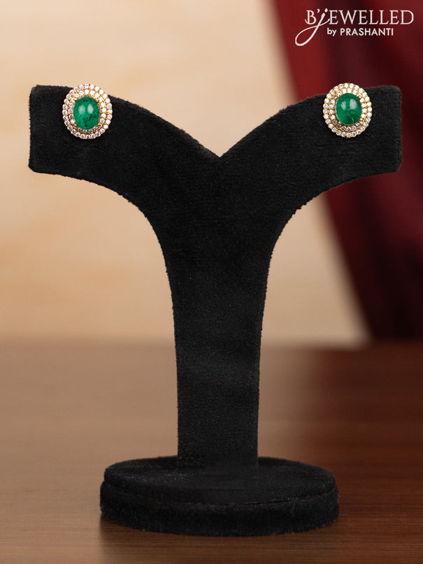 Pearl double layer haaram with emerald & kundan cz stones and mint green beads hangings