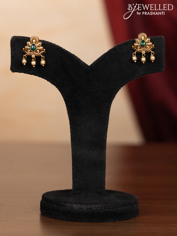 Pearl haaram lakshmi pendant with kemp stones and golden beads hangings