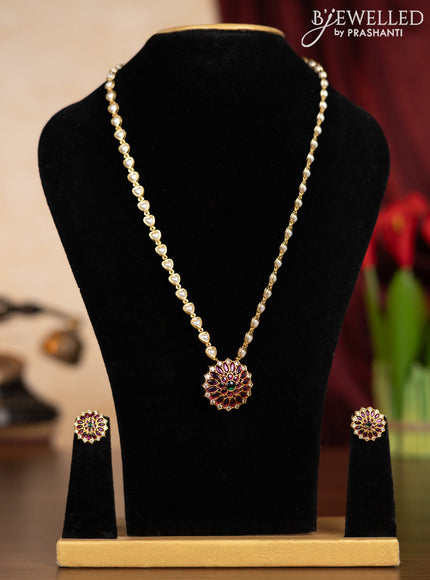 Pearl haaram with kemp and cz stones
