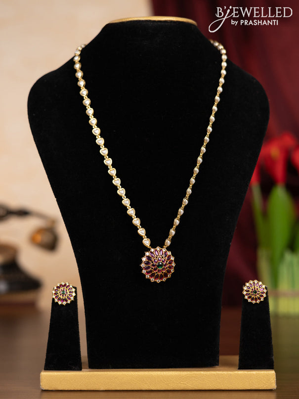 Pearl haaram with kemp and cz stones