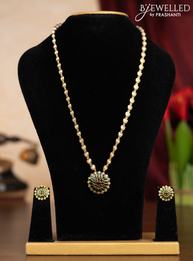 Pearl haaram with kemp and cz stones