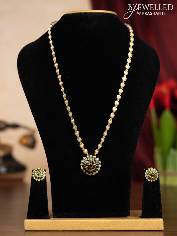 Pearl haaram with kemp and cz stones