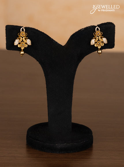 Antique ring type choker peacock design with kemp & cz stones and golden beads hangings