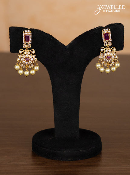 Antique ring type choker with ruby & cz stones and pearl hangings