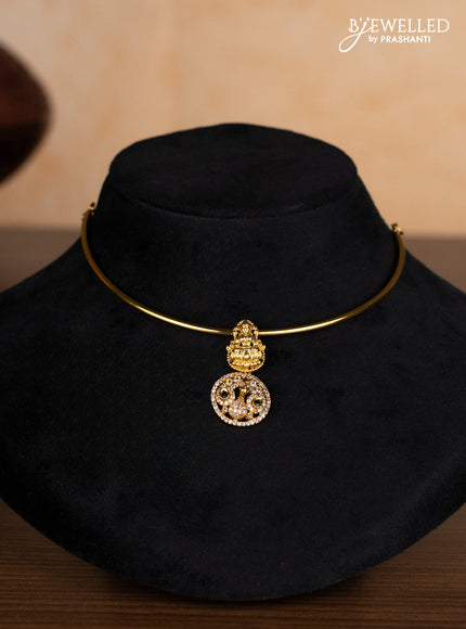 Antique ring type choker lakshmi design with kemp and cz stones