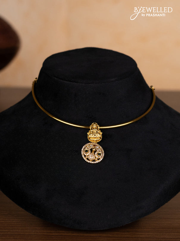 Antique ring type choker lakshmi design with kemp and cz stones