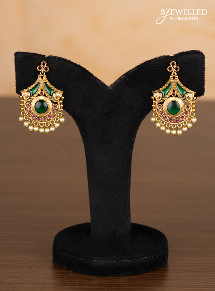 Antique ring type choker with kemp stones and pearl hangings