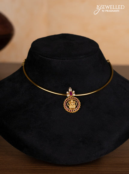 Antique ring type choker lakshmi design with ruby and cz stones