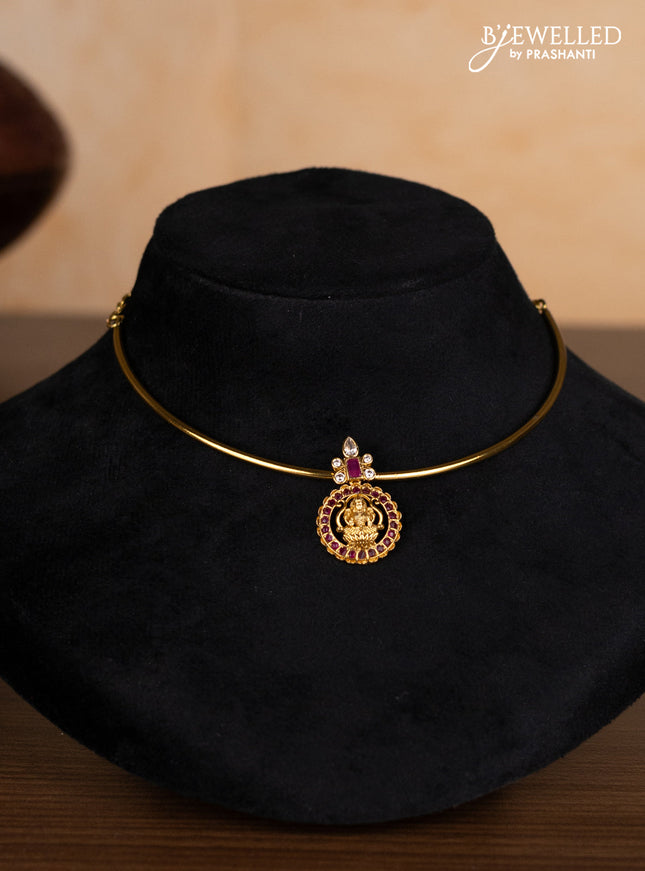 Antique ring type choker lakshmi design with ruby and cz stones