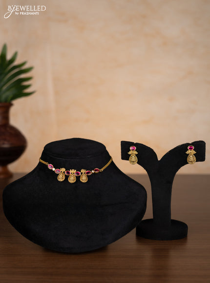 Antique choker lakshmi design with ruby stones