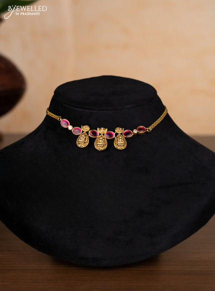 Antique choker lakshmi design with ruby stones