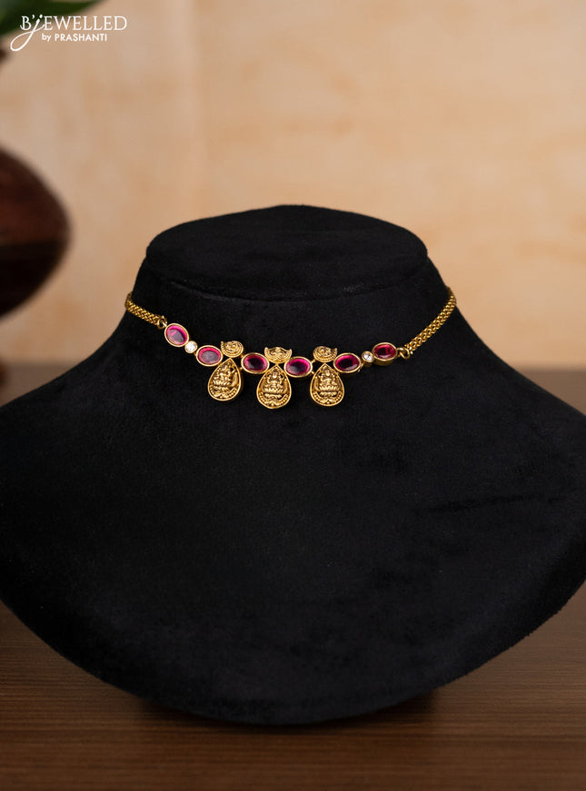 Antique choker lakshmi design with ruby stones