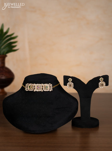 Antique choker lakshmi design with kemp and cz stones