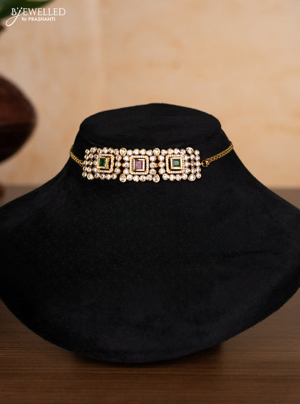 Antique choker lakshmi design with kemp and cz stones