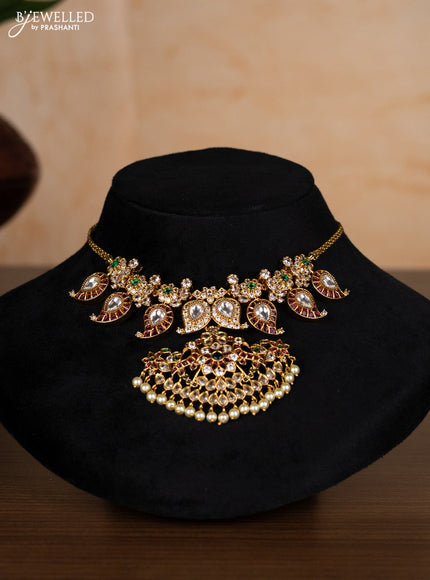 Antique choker manga pattern with kemp & kundan stones and pearl hangings