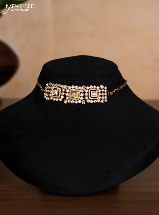 Antique choker with kundan and cz stones