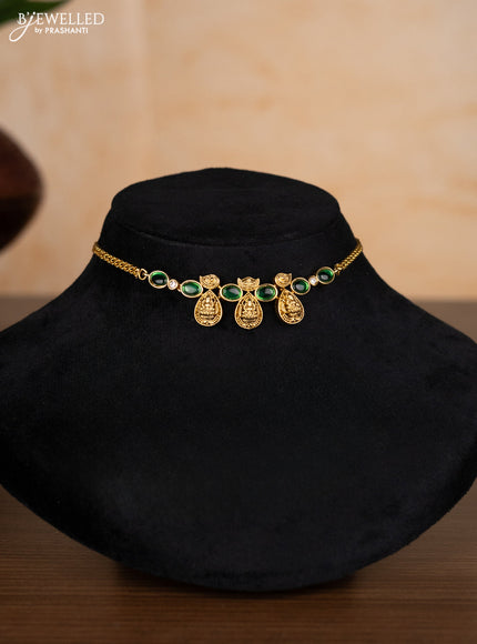 Antique choker lakshmi design with emerald and kundan stones