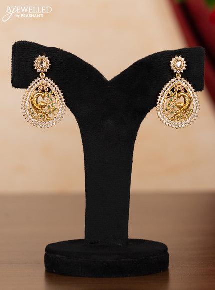 Pearl necklace peacock design with kemp and cz stones