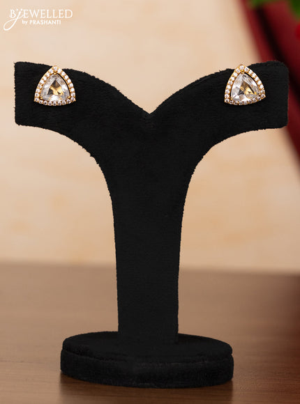 Pearl necklace geometric design with cz stones